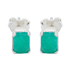 Cecilia Green Delicate Solitaire Stud Earring Indian Emerald Green Stud