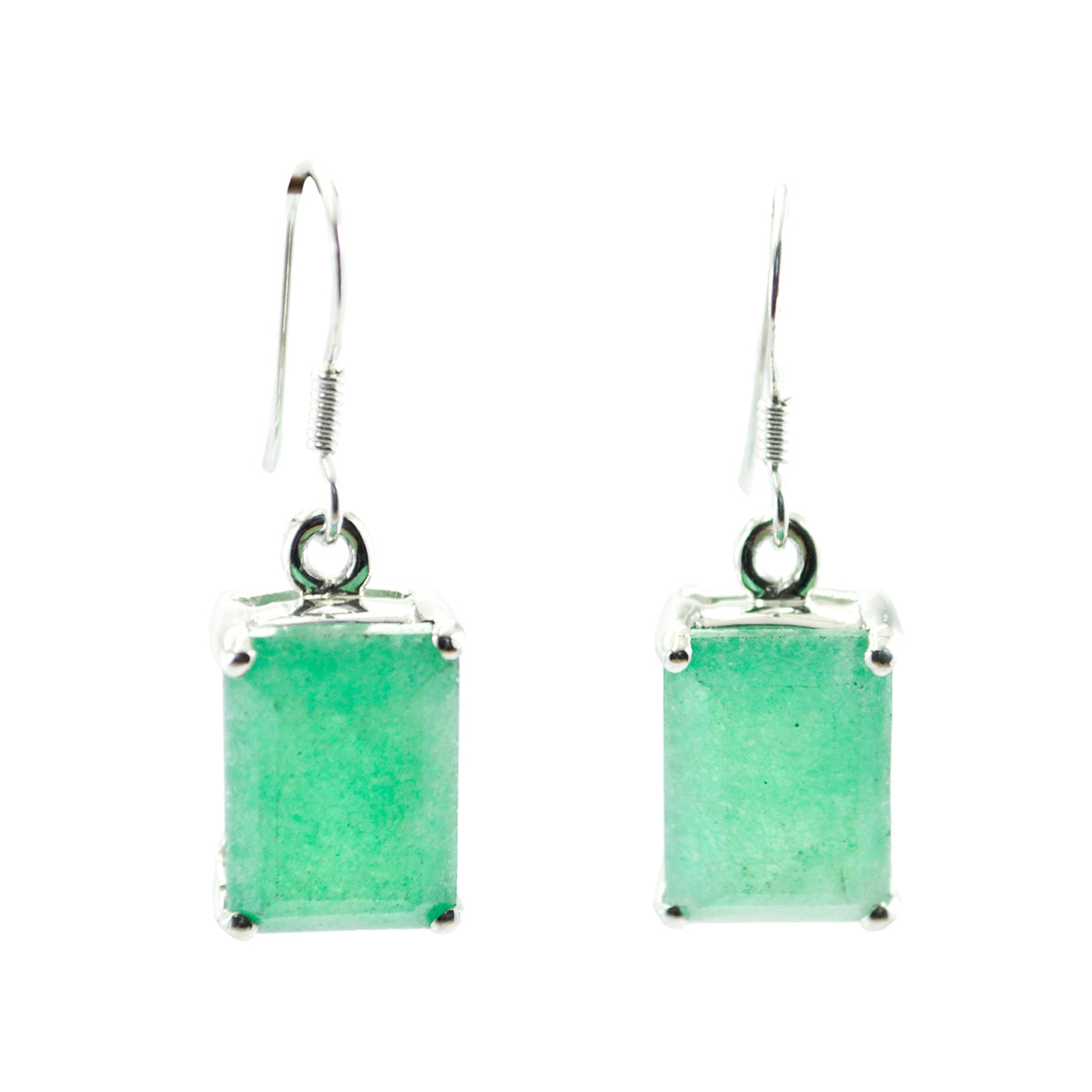 Noelia Green Tiny Solitaire Dangle Earring Indian Emerald Green Dangle