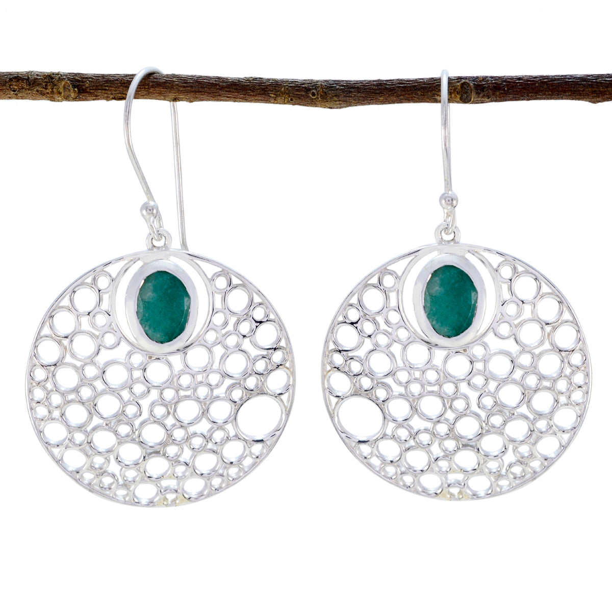 Paula Green Edgy Solitaire Dangle Earring Indian Emerald Green Dangle