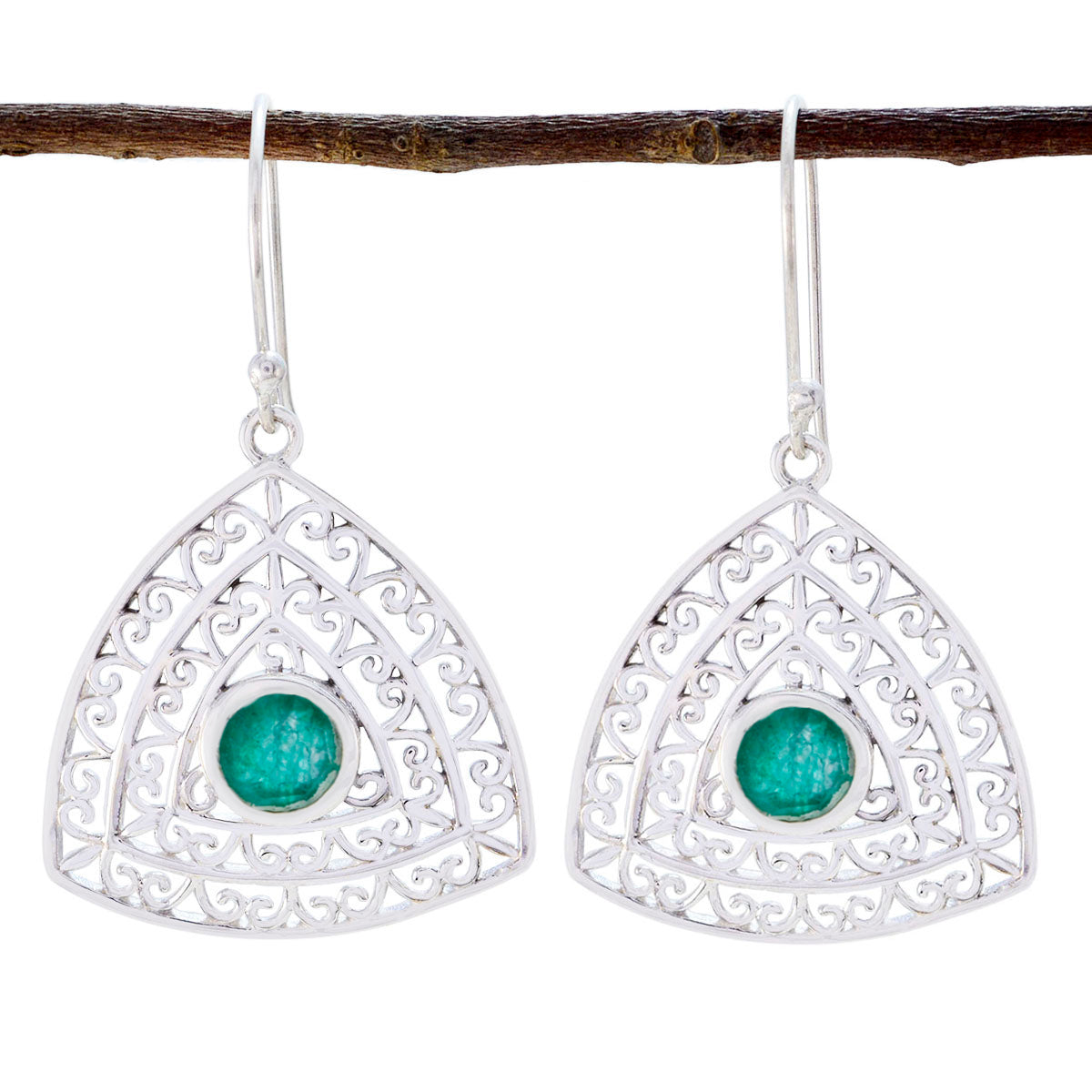 Pilar Green Eye catching Solitaire Dangle Earring Indian Emerald Green Dangle