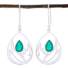 Rebeca Green Dainty Solitaire Dangle Earring Indian Emerald Green Dangle