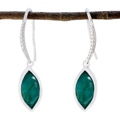 Rosa Green Delicate Solitaire Dangle Earring Indian Emerald Green Dangle