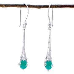 Sara Green Delicate Solitaire Dangle Earring Indian Emerald Green Dangle