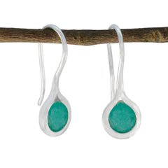 Inès Green Delicate Solitaire Dangle Earring Indian Emerald Green Dangle