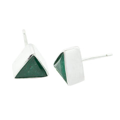 Valentina Green Elegant Solitaire Stud Earring Indian Emerald Green Stud