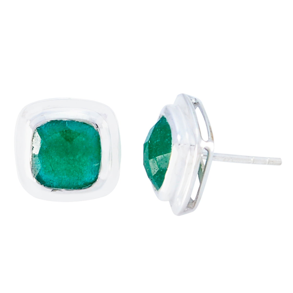 Victoria Green Dainty Solitaire Stud Earring Indian Emerald Green Stud