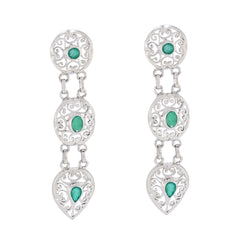 Gabriela Green Edgy Trilogy Stud Earring Indian Emerald Green Stud