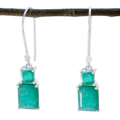Sara Green Whisper thin Toi et Moi Dangle Earring Indian Emerald Green Dangle