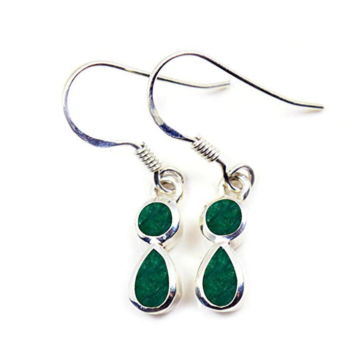 Camilla Green Whisper thin Toi et Moi Dangle Earring Indian Emerald Green Dangle