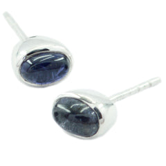 Alina Blue Elegant Solitaire Stud Earring Iolite Blue Stud