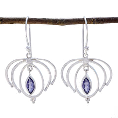 Hanna Blue Featherlight Solitaire Dangle Earring Iolite Blue Dangle