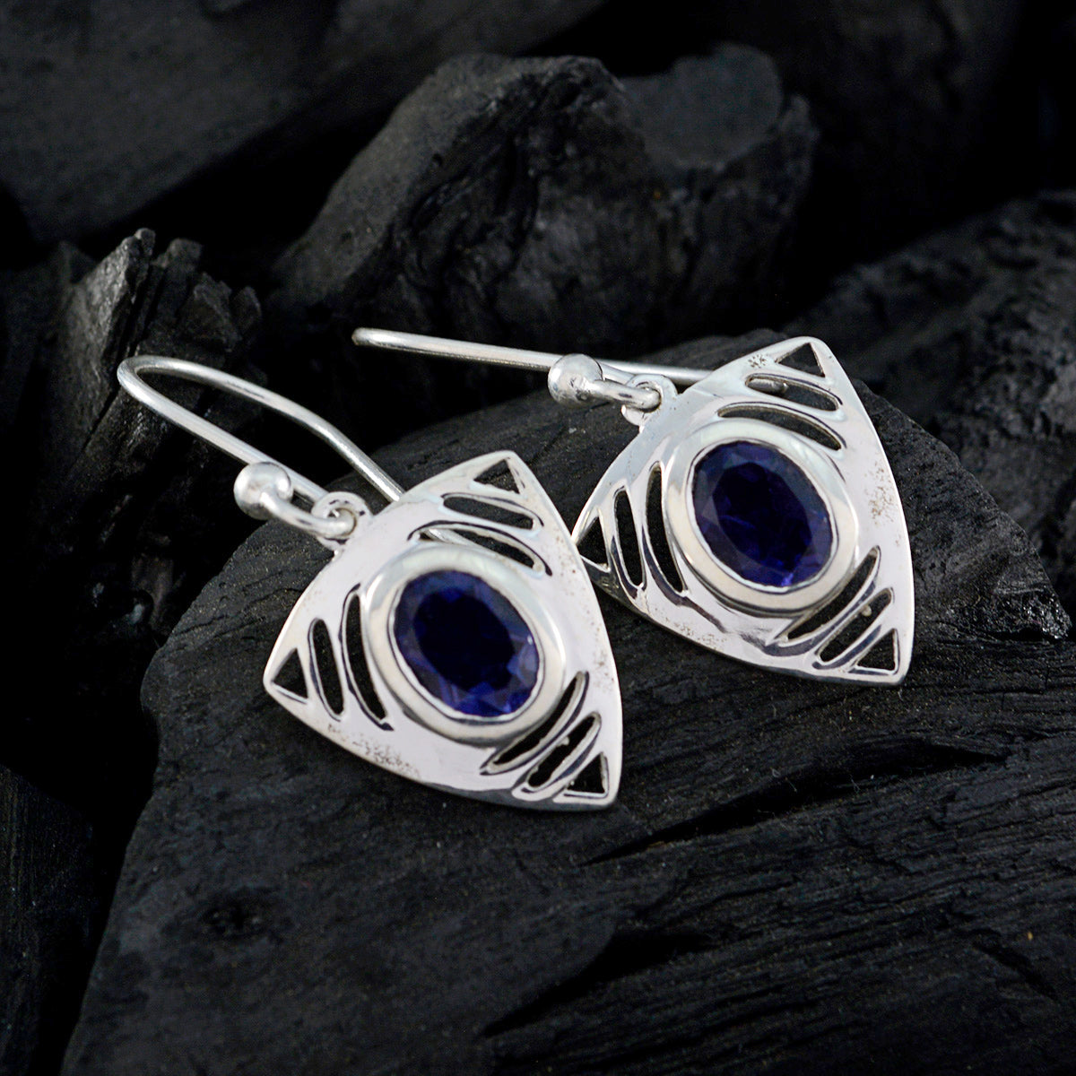 Ava Blue Tiny Solitaire Dangle Earring