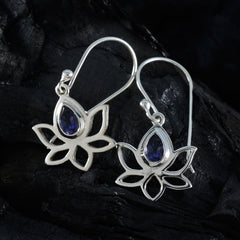 Inès Blue Dainty Solitaire Dangle Earring