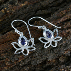 Inès Blue Dainty Solitaire Dangle Earring