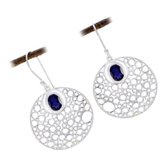 Bella Blue Edgy Solitaire Dangle Earring