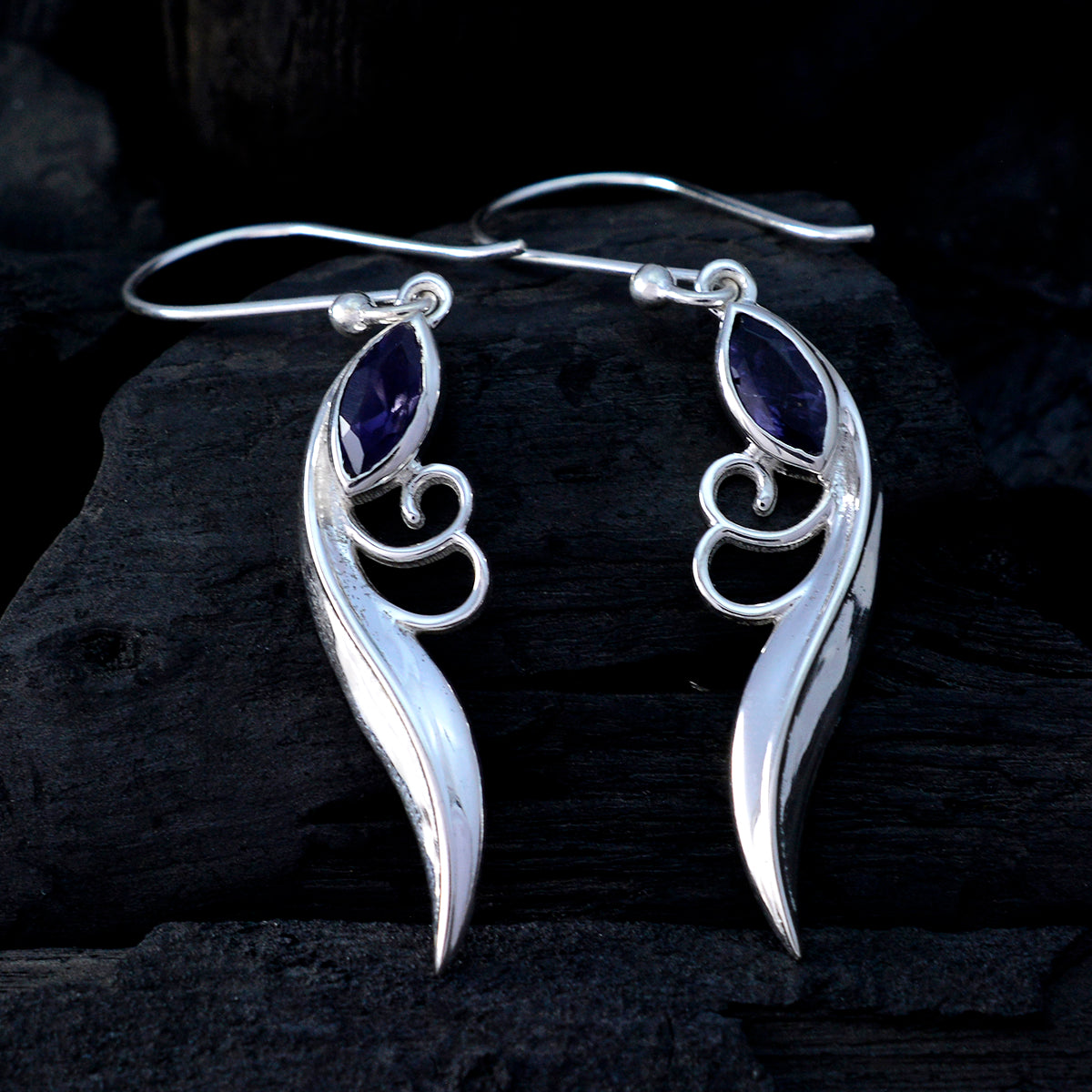 Charlotte Blue Delicate Solitaire Dangle Earring