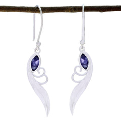 Charlotte Blue Delicate Solitaire Dangle Earring Iolite Blue Dangle