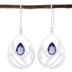 Chloe Blue Dainty Solitaire Dangle Earring Iolite Blue Dangle