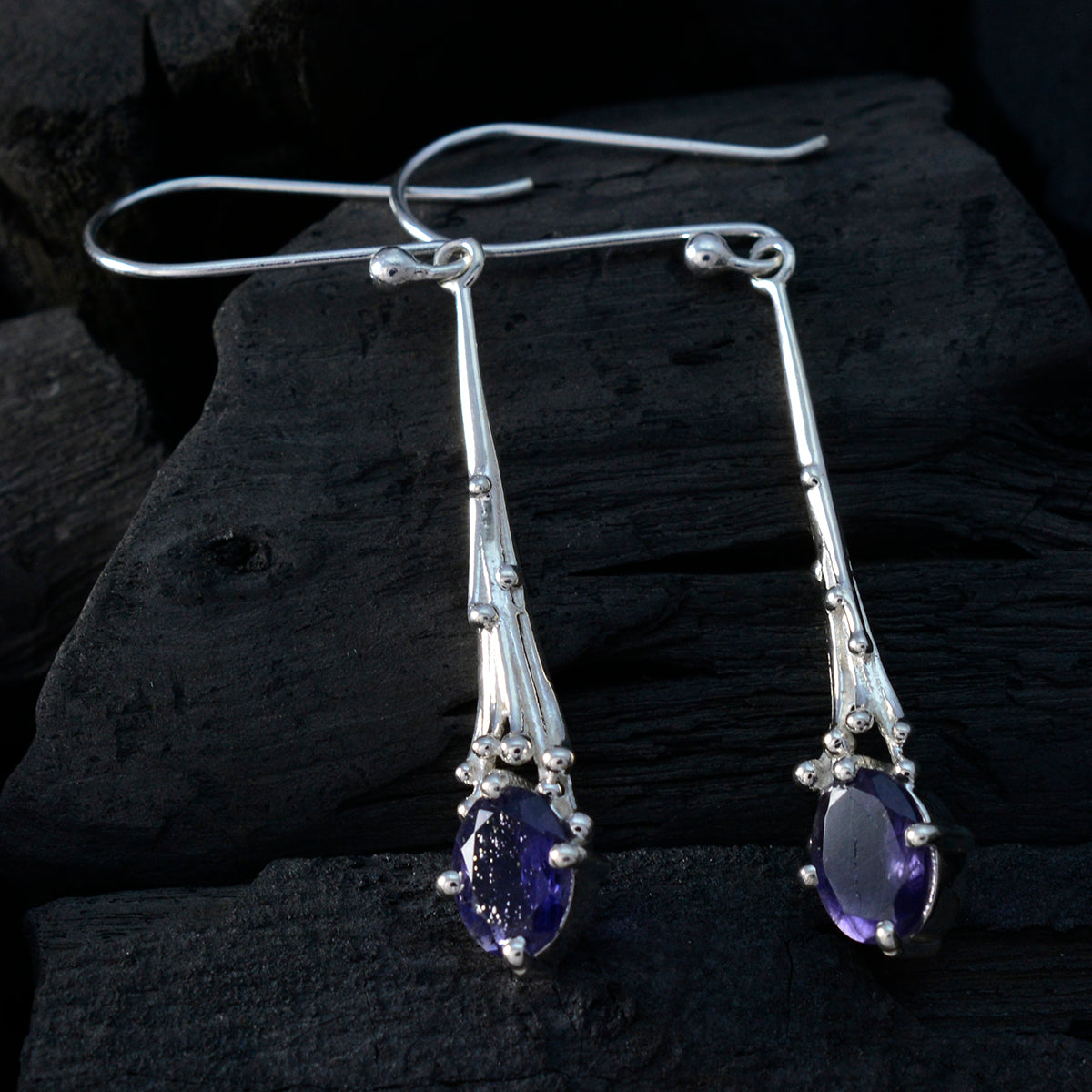 Ellie Blue Whisper thin Solitaire Dangle Earring