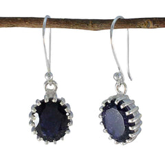 Clara Blue Tiny Solitaire Dangle Earring Iolite Blue Dangle