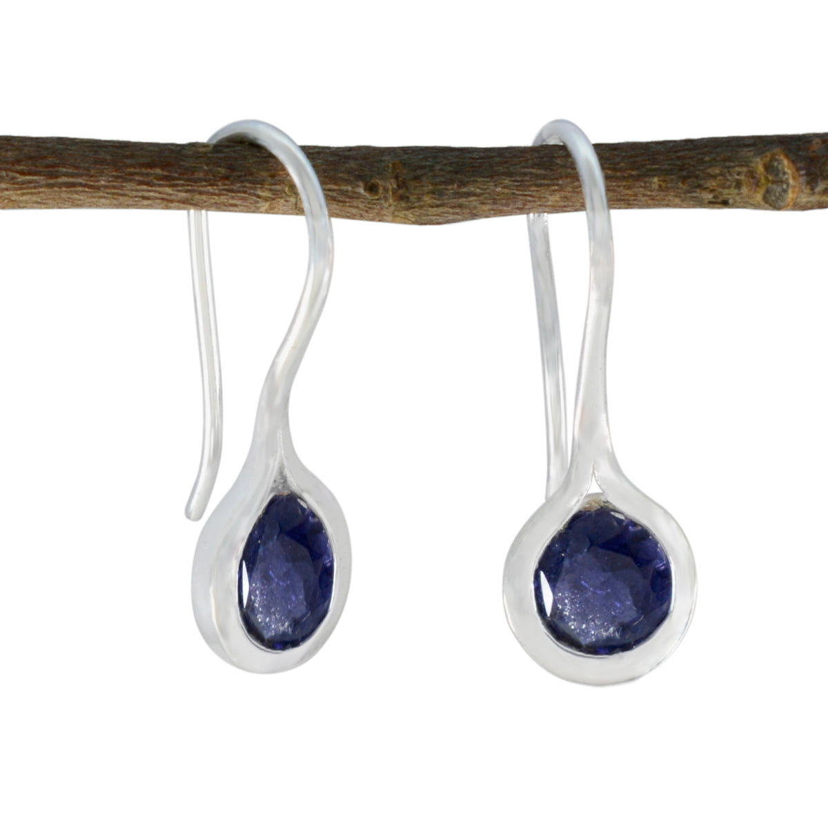 Isabel Blue Delicate Solitaire Dangle Earring Iolite Blue Dangle