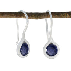 Isabel Blue Delicate Solitaire Dangle Earring Iolite Blue Dangle