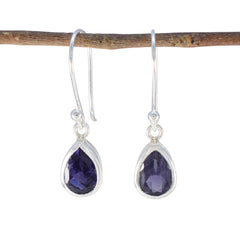 Emi Blue Dainty Solitaire Dangle Earring Iolite Blue Dangle