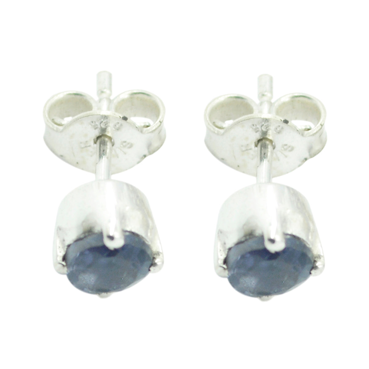 Eliza Blue Delicate Solitaire Stud Earring Iolite Blue Stud