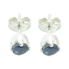 Eliza Blue Delicate Solitaire Stud Earring Iolite Blue Stud