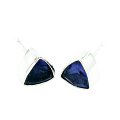 Ellie Blue Elegant Solitaire Stud Earring Iolite Blue Stud