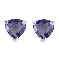 Emilia Blue Minimalist Solitaire Stud Earring Iolite Blue Stud
