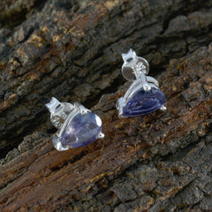 Daniela Blue Dainty Solitaire Stud Earring