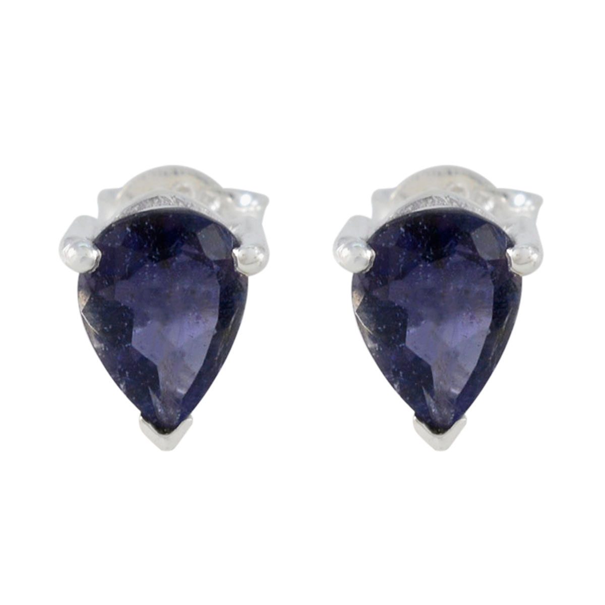 Daniela Blue Dainty Solitaire Stud Earring Iolite Blue Stud