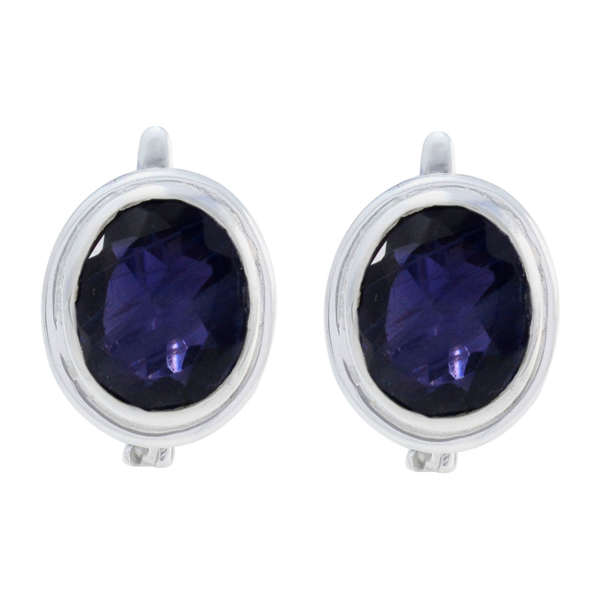 Isabella Blue Whisper thin Solitaire Stud Earring Iolite Blue Stud