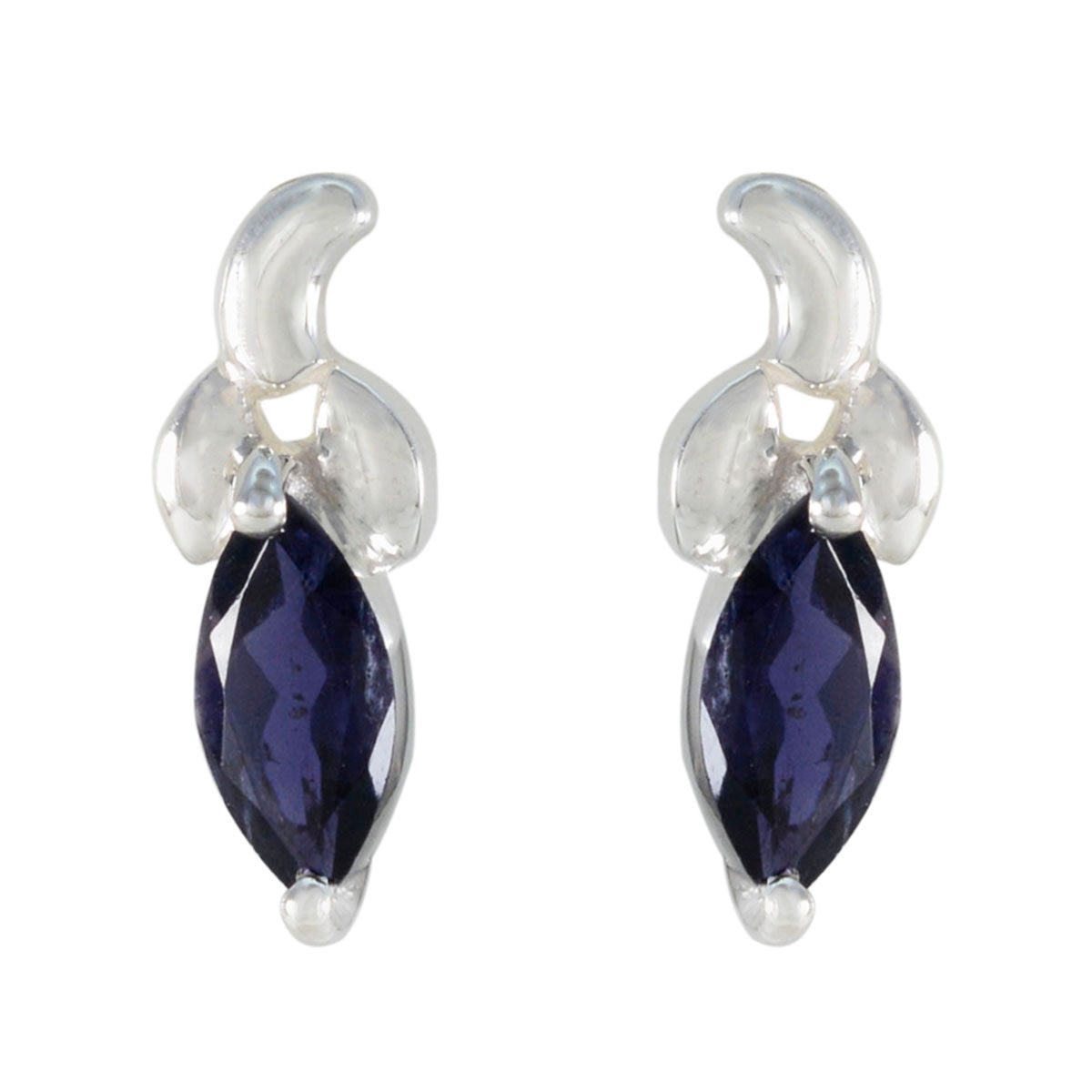 Rosa Blue Dainty Solitaire Stud Earring Iolite Blue Stud