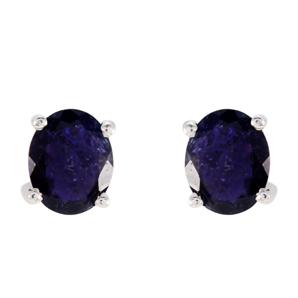 Camila Blue Delicate Solitaire Stud Earring Iolite Blue Stud