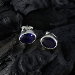 Ava Blue Delicate Solitaire Stud Earring