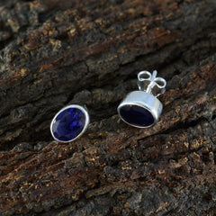 Ava Blue Delicate Solitaire Stud Earring