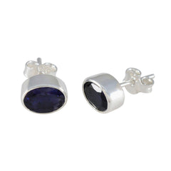 Ava Blue Delicate Solitaire Stud Earring