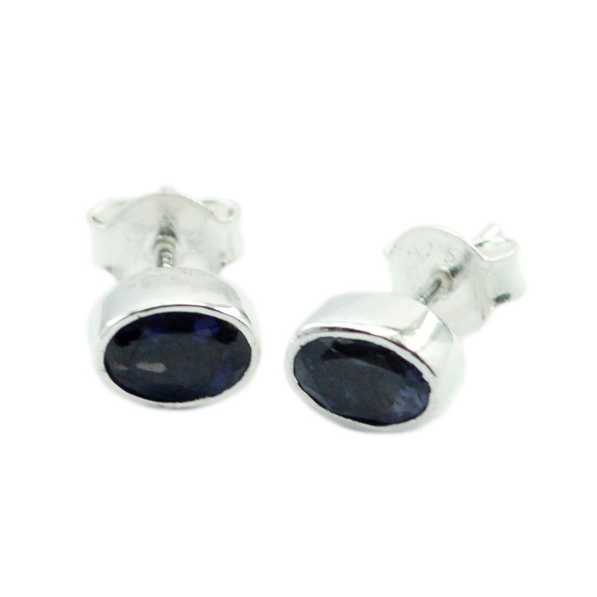 Emma Blue Elegant Solitaire Stud Earring Iolite Blue Stud