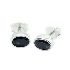 Emma Blue Elegant Solitaire Stud Earring Iolite Blue Stud