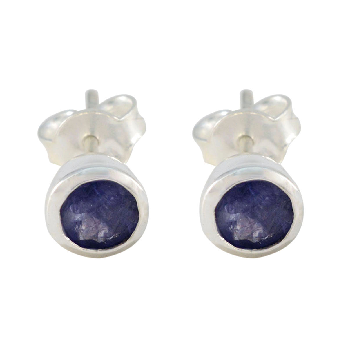 Claire Blue Delicate Solitaire Stud Earring Iolite Blue Stud