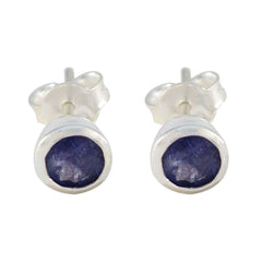 Claire Blue Delicate Solitaire Stud Earring Iolite Blue Stud