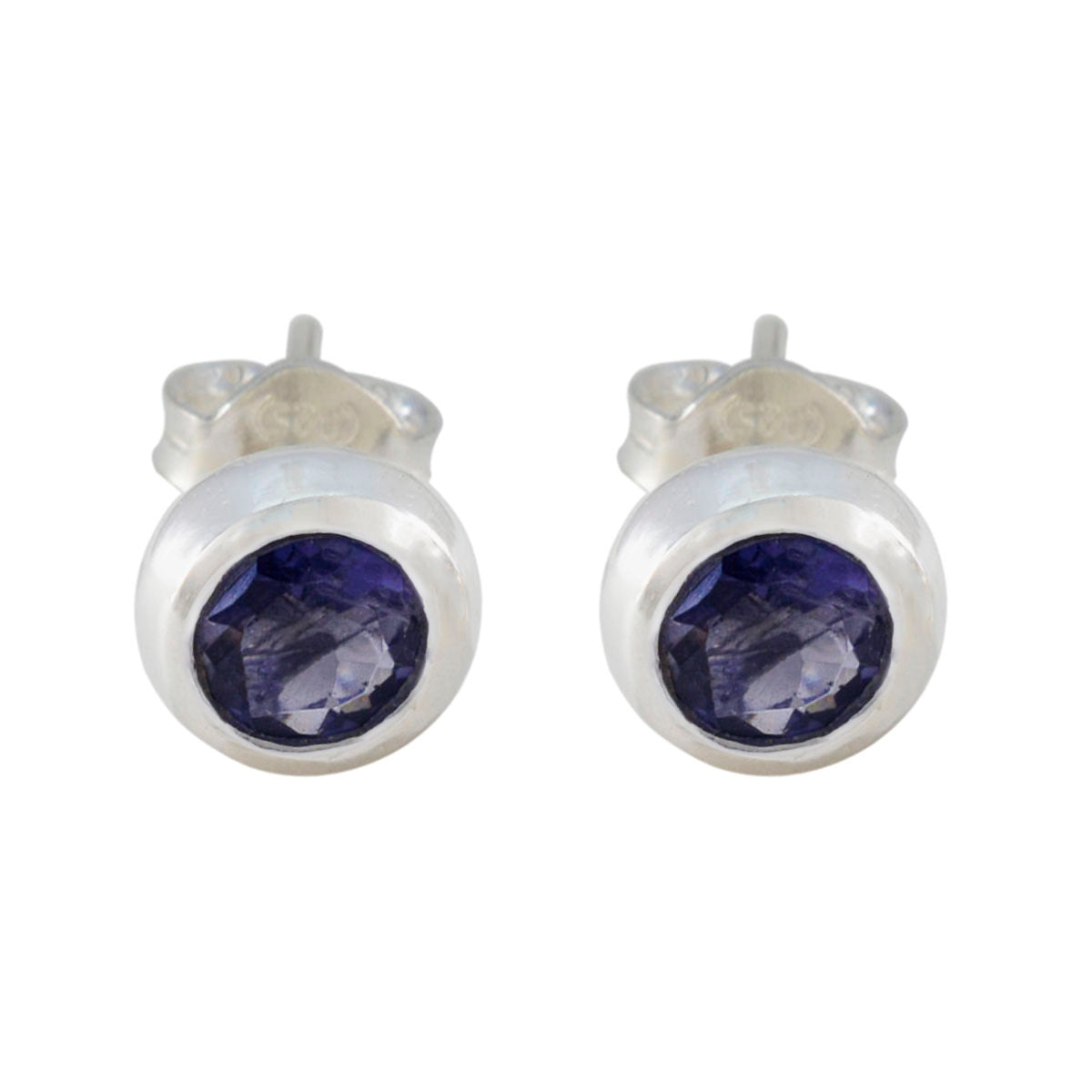 Elena Blue Delicate Solitaire Stud Earring Iolite Blue Stud