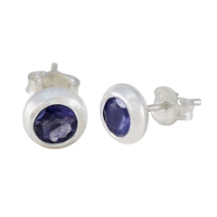 Elena Blue Delicate Solitaire Stud Earring
