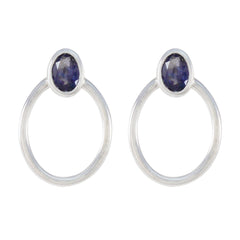Penelope Blue Dainty Solitaire Stud Earring Iolite Blue Stud