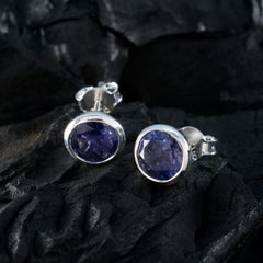 Victoria Blue Delicate Solitaire Stud Earring