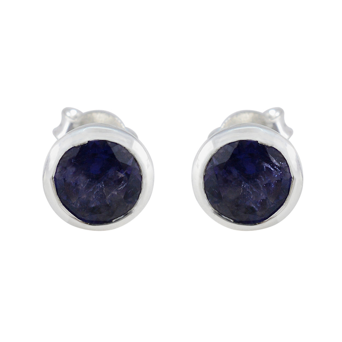 Victoria Blue Delicate Solitaire Stud Earring Iolite Blue Stud