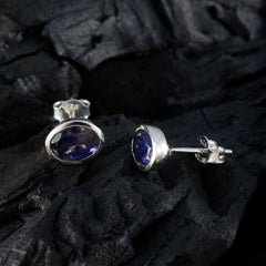 Ji eun Blue Delicate Solitaire Stud Earring