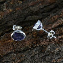 Ji eun Blue Delicate Solitaire Stud Earring